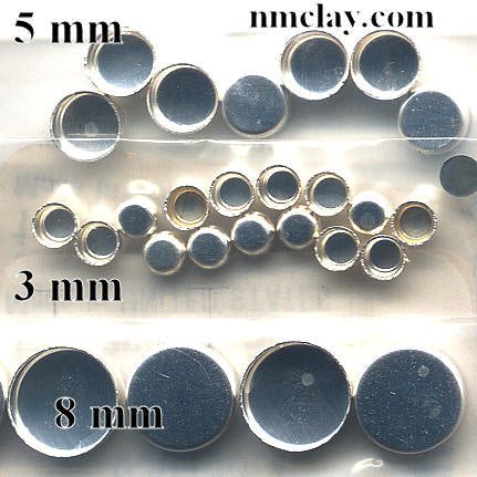 Bezel Cups 3 mm Fine Silver